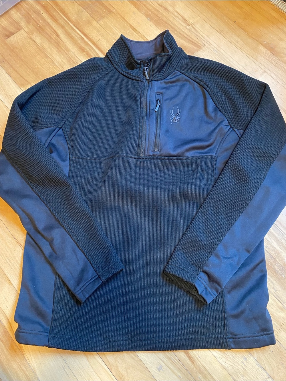 Spyder Men's Black Quarter-Zip Performance Pullover Size L Warm Fleece